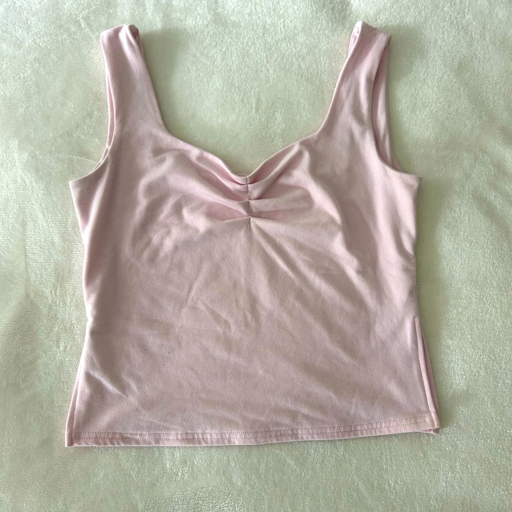 Stretchy flattering pink going out top